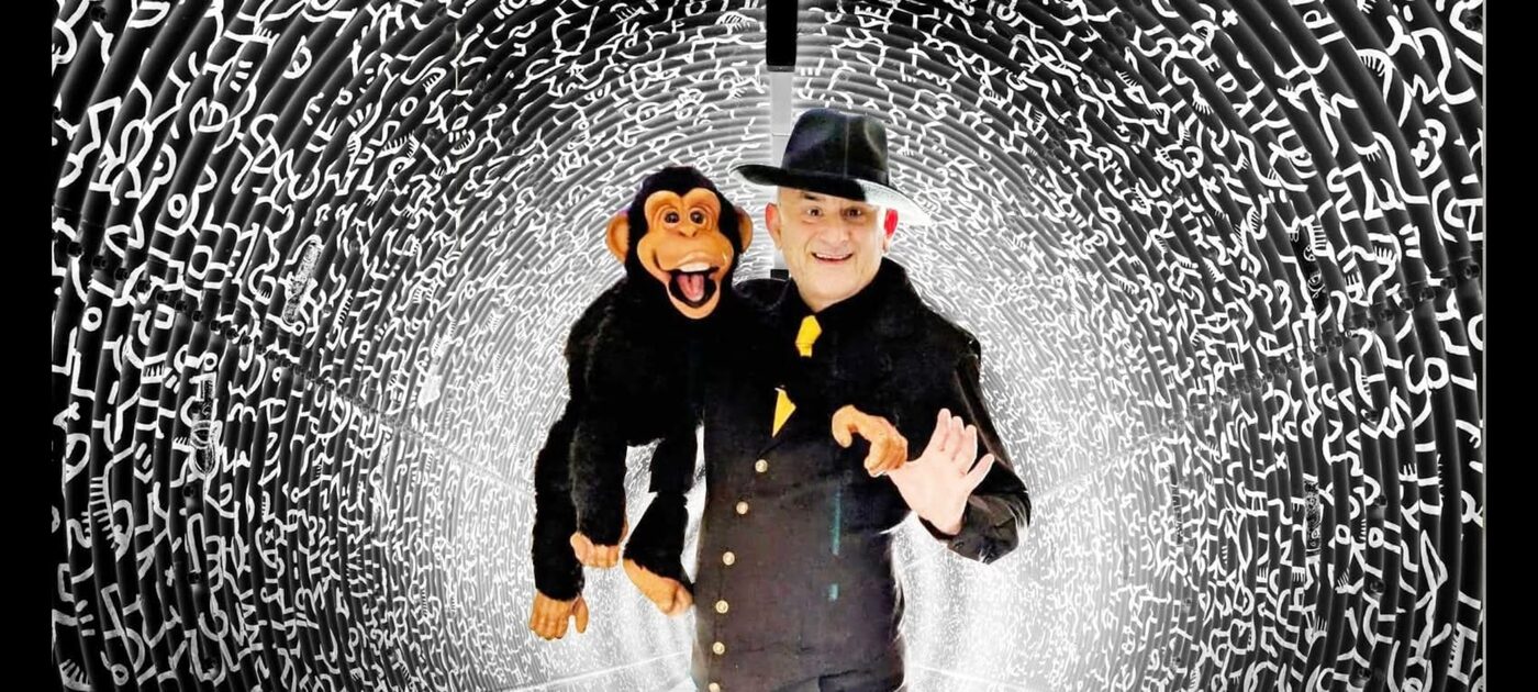 Barney and a cheeky monkey puppet
